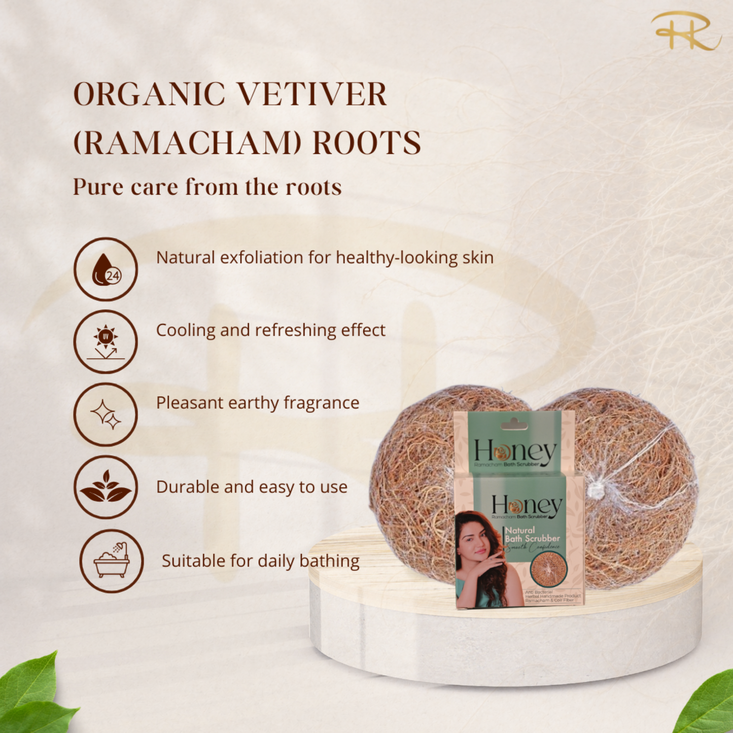 Honey Ramacham Natural Bath Scrubber (Pack of 2)